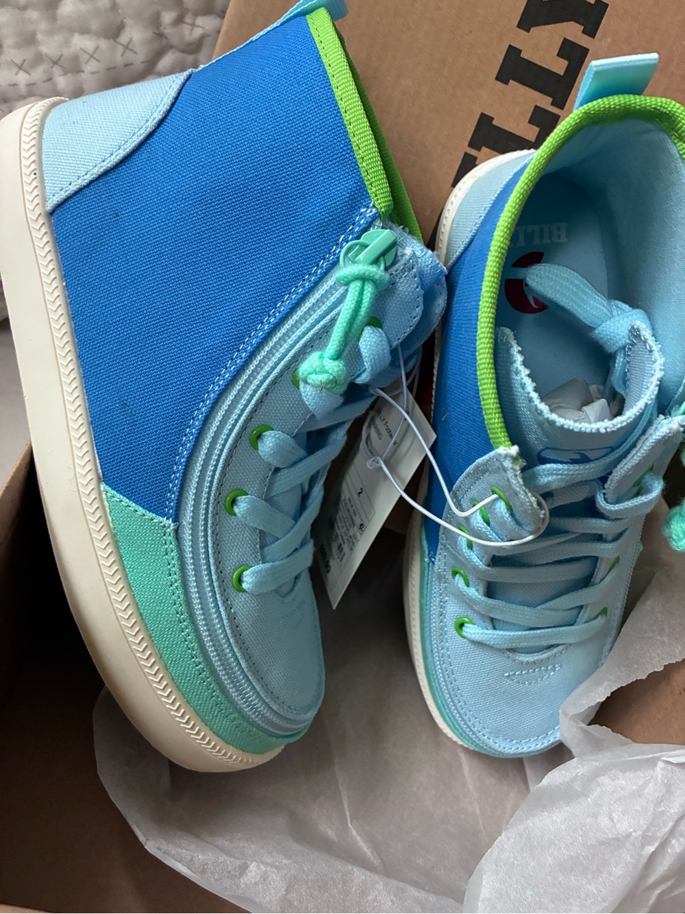 Kids Light Blue High Top Canvas Sneakers